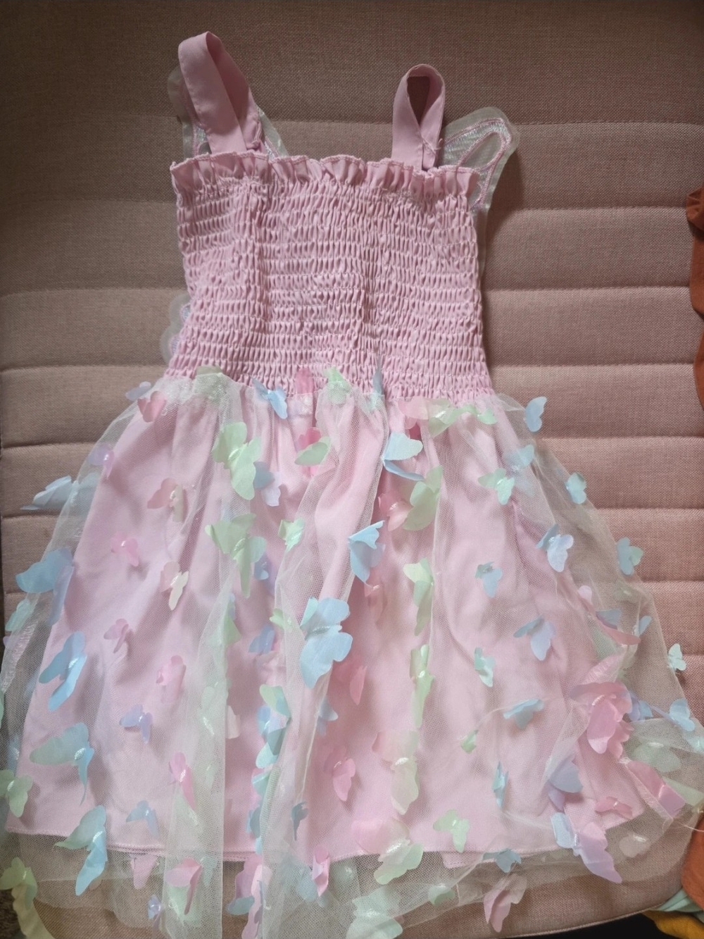 Girls Pink Butterfly Tulle Dress